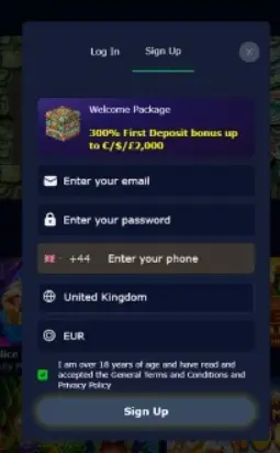 Account registreren bij Aztec Paradise Casino
